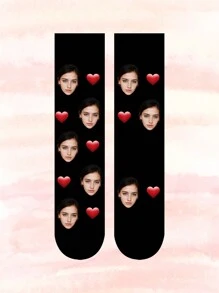 1 Đôi tất đen in hình mặt người theo yêu cầu, tất thoải mái cá nhân hóa, tất đặc biệt, tất in hình mặt người độc đáo, quà sinh nhật, quà tặng đặc biệt, tất in hình mặt tội phạm truy nã, quà tặng đặc biệt cho ngày lễ. - Màu xanh lam - Xem 5