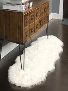 Alfombra de área de piel de oveja sintética - Diseño minimalista moderno para sala de estar, dormitorio y decoración del hogar - Respaldo suave, lavable a máquina - Regalo perfecto de invierno, alfombras de felpa, alfombras de lana, alfombras de otoño/invierno, alfombras gruesas/esponjosas