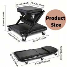 2-In-1 Crawler, 36-Inch (About 35.98inch) Z-Shaped Crawler Seat, 300 Pounds (About 149.7kg) Capacity Garage Chair Adjustable Rolling Folding Car Crawler With 6 2.5-Inch (About 2.52inch) Wheels Garage Chairs With Adjustable Roller Folding Car Crawlers/Seat Wheels, Mechanical Crawlers, Used For Car Maintenance