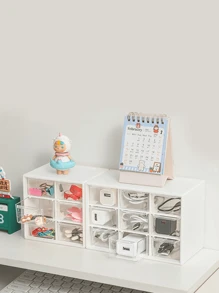 1 Peça Organizador de Joias com Nove Divisórias, Caixa de Armazenamento de Mesa Mini, Caixa de Armazenamento de Anéis e Brincos com Gavetas Multicamadas, Caixa de Armazenamento de Materiais de Escritório Pequenos, Dia dos Namorados Volta às Aulas