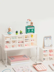 1 Peça Organizador de Joias com Nove Divisórias, Caixa de Armazenamento de Mesa Mini, Caixa de Armazenamento de Anéis e Brincos com Gavetas Multicamadas, Caixa de Armazenamento de Materiais de Escritório Pequenos, Dia dos Namorados Volta às Aulas