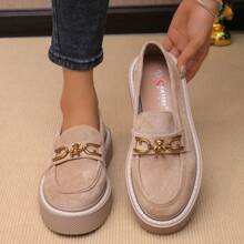 Giày lười đế xuồng đế tròn cho nữ - Màu Khaki - Xem 1