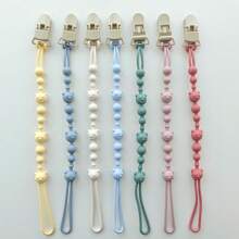 2 件装奶嘴夹，一体式设计奶嘴夹，柔软灵活的硅胶婴儿奶嘴夹，带纹理，适合男孩和女孩 - 彩色 - 查看 3