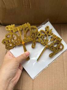 1-40个生日快乐亚克力蛋糕装饰插牌，生日蛋糕装饰，派对装饰，现代字母图案蛋糕装饰插牌，生日派对装饰，送给家人和朋友的完美纪念品 - 彩色 - 查看 3