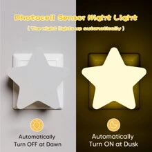 Lámpara de luz nocturna LED infantil con sensor inteligente de anochecer a amanecer, luz de luna/estrella de 0.5W, enchufe de luz nocturna suave de color blanco cálido para pasillo, dormitorio, habitación infantil, cocina, escalera