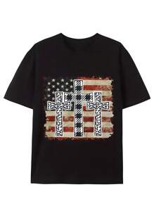 A National Flag Pattern, Printed Men's T-Shirt, Men's Novel Pattern Design T-Shirt, Summer Casual Comfortable T-Shirt, Fashionable Short Sleeved Comfortable Versatile Summer T-Shirt Top, Adventure