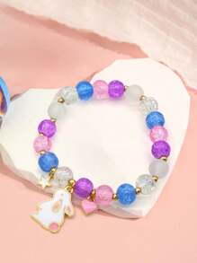 1条幸运复活节兔子手链，复活节篮子兔子礼物，兔子蛋手链，派对手链，适合作为复活节礼物、生日礼物、朋友礼物，完美的节日装饰品 - 彩色 - 查看 6