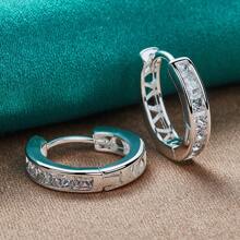 Boucles d'oreilles rondes en zircone plaquées argent sterling 925 pour femmes, bijoux de mode pour mariage et fête