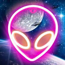 1 件 LED 外星人氛围灯，22 X 19.5 厘米（8.66 X 7.67 英寸），霓虹外星人灯适用于墙壁装饰、卧室装饰、客厅装饰，电池和 USB 供电 - 彩色 - 查看 15