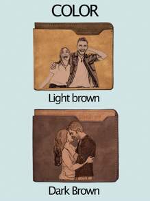 1 pieza Cartera personalizada para hombres, cartera con foto grabada/UV personalizada para hombres, regalos personalizados para hombres, regalo de San Valentín personalizables, 12.4 cm/4.88 pulgadas x 9.9 cm/3.90 pulgadas x 2.5 cm/0.98 pulgadas, 5 espacios para tarjetas, 2 colores marrón claro/marrón oscuro, UV/Color, grabado/blanco y negro, carteras de hombre, cartera para papá, regalos personalizados para hombres, regalos para hombres, novio, prometido, esposo, regalos de San Valentín, cumpleaños, aniversario para papá