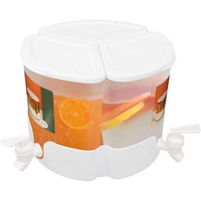 HOHOBLA 3-In-1 Beverage Dispenser, 5.2L/1.3Gal Clear PP Round Drink Dispensers For Parties, Juice Dispenser For Daily Life 360° Rotate, Wide Mouth Design Lemonade Dispensers, A High Tolerance 0-120℃/32-248°F