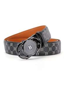 Nouvelle ceinture automatique pour hommes avec boucle de ceinture polyvalente et avancée avec lettres gaufr\u00e9es