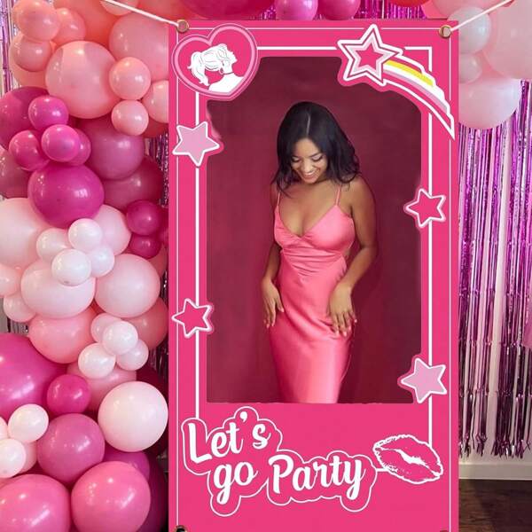 1 pezzo Decorazioni per il compleanno rosa, accessori per photobooth a tema principessa , decorazioni per festa di addio al nubilato, festa di compleanno, festa nuziale in rosa, dimensioni 90 x 180 cm