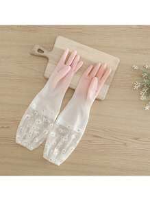 1 Pair Of Warm Dishwashing Gloves - Thick, Waterproof And Non-Slip, Protective, Alcohol Free, Flexible, Reusable, Suitable For Dishwashing, Oven And Pet Care - Suitable For Women And Men - Great For Kitchen, Bathroom, Home, House Cleaning And Housework