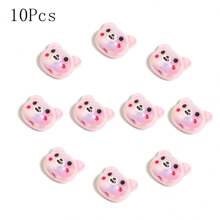 10 pièces de perles acryliques colorées de têtes d'ours et de pandas plaquées multicolores pour la fabrication de bracelets, colliers, chaînes de téléphone portable et pendentifs DIY