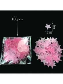 100 件 3 厘米夜光星星墙贴，3D 夜光，纯色和混色 - 彩色 - 查看 10
