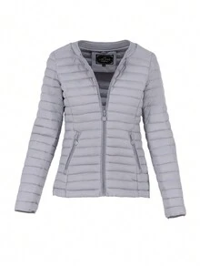 Women's Puffer Jacket Quilted Lightweight Padding Short Packable Bubble Outwear - Grey - View 5
