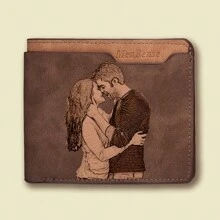 1 pieza Cartera personalizada para hombres, cartera con foto grabada/UV personalizada para hombres, regalos personalizados para hombres, regalo de San Valentín personalizables, 12.4 cm/4.88 pulgadas x 9.9 cm/3.90 pulgadas x 2.5 cm/0.98 pulgadas, 5 espacios para tarjetas, 2 colores marrón claro/marrón oscuro, UV/Color, grabado/blanco y negro, carteras de hombre, cartera para papá, regalos personalizados para hombres, regalos para hombres, novio, prometido, esposo, regalos de San Valentín, cumpleaños, aniversario para papá