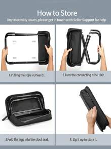 1 pezzo Sgabello portatile da 10" nero o rosso, ultra leggero, sedia pieghevole, sgabello per pesca, campeggio, escursionismo, viaggi, picnic, barbecue all'aperto, giardinaggio