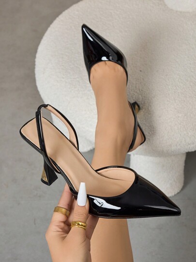 Tacones de aguja de punta fina para mujer, tacones altos elegantes y cómodos para fiestas, bodas, citas y uso diario, de piel sintética negra