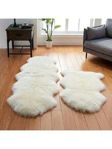 Alfombra de área de piel de oveja sintética - Diseño minimalista moderno para sala de estar, dormitorio y decoración del hogar - Respaldo suave, lavable a máquina - Regalo perfecto de invierno, alfombras de felpa, alfombras de lana, alfombras de otoño/invierno, alfombras gruesas/esponjosas