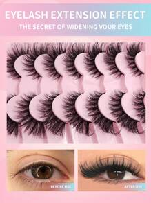 7 Paar/7 Paar*2 natürliche, dicke, flauschige Volumen Falsche Wimpern, dramatische, zerzauste Nerz Wimpern, 8D Volumen lang und verwischt, haltbar, Foxy Augen Lifting Look Verlängerung, volle Wimpernstreifen zum Verlängern und Volumisieren der äußeren Augenwinkel, Wimpernstreifen, Wimpern, Falsche Wimpern