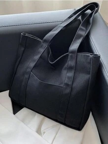 Duża pojemność płócienna torba typu tote, swobodna torba na zakupy w stylu college'u, uniwersalna torba na ramię, ulepszona torba płócienna