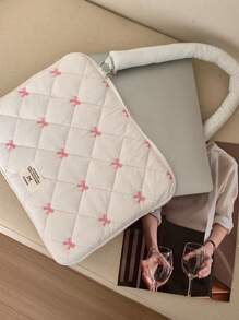 Laptop Bag Cute Bow Embroidered Storage Handbag 13/14 Inches 15/15.6 Inches Portable Shoulder Laptop Bag Laptop Case Laptop Sleeve Computer Case Case Computer Bag Laptop Cover Ipad Bag Classroom School Mac Book Teacher Laptop Bag Women College Winter Holiday - Multicolor - View 7
