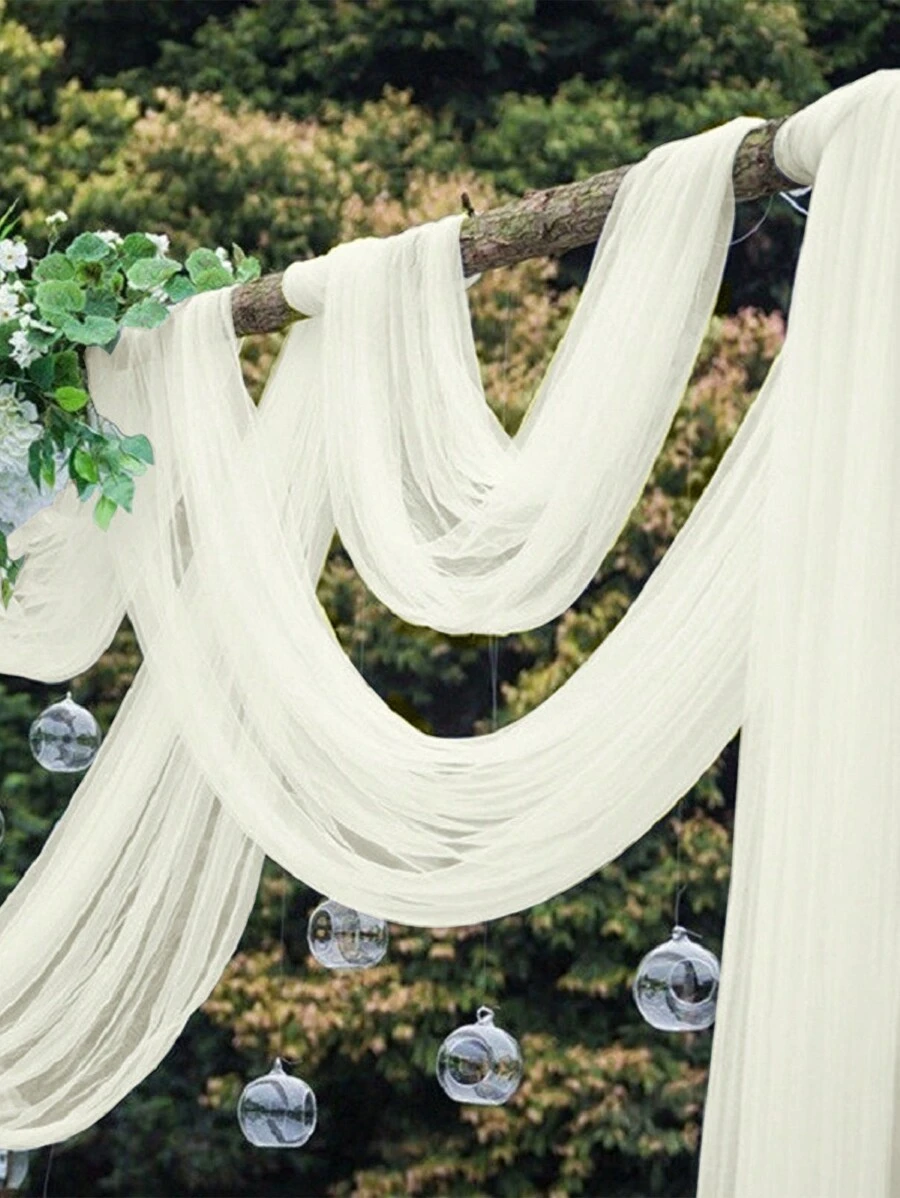 1 pieza Tela de fondo de unicolor, decoración moderna de organza para silla de fiesta al aire libre, banner nupcial para boda, fiesta de cumpleaños
