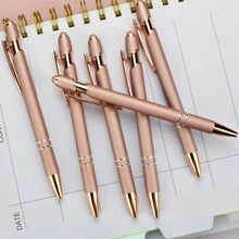 1pc/2pcs/5pcs/10pcs/20pcs/30pcs Metal Creative Pink Gold Pen, Customized Laser Engraved Logo, Name, Teacher Gift, Office Signature Pen Back To School, Multi-Functional, Ornamental, Reusable, Modern, Colorful, Cute, Vintage, Cartoon, Kawaii, Custom, Personalized, Unique, Customized, Workers, Clients, Students, For Business/Work/Office, For School,Office Decor - Rose Gold - View 9