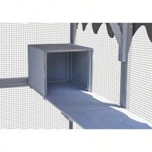 Outdoor Cat House Cat Enclosures 110" Large Kitten Playpen With Platforms,Upgrade Waterproof Cover-Grew&White