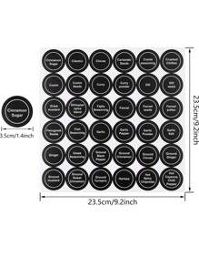 5 hojas, 180 piezas de etiquetas redondas adhesivas para frascos de especias. Etiquetas en blanco escribibles para organizar especias, botes de cocina y contenedores de alimentos - Negro - Ver 5