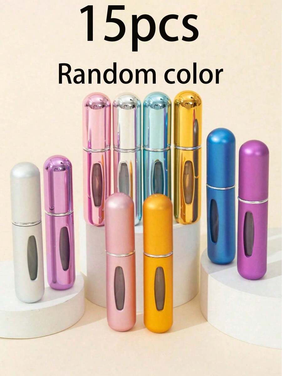 15 件/套 5 毫升可再填充香水雾化器瓶，便携式旅行喷雾香水瓶，颜色随机
