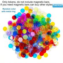 100pcs Colorful Transparent Bingo Chips Game Tokens And 2 Magnetic Wands, Early Learning Toys With Magnetic Color Recognition, With Various Colors (Colors Sent Randomly)