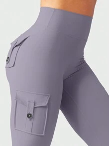 VOYJOY Gym Workout Cargo Leggings With Pockets For Women Hidden Scrunch Butt Lifting Compression Yoga Leggings