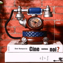 1pc-Vintage Telephone Ornament Desktop Counter Living Room Decoration Vintage Ornament Clock Ornament Vintage Telephone Shaped Piggy Bank