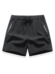 Men's Lightweight Quick-Dry Basketball Shorts, Loose Fit Casual American Style Mesh Shorts For Summer - Black - View 2