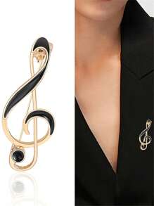 1 Stück Musiknoten geformte Emaille Brosche, minimalistische Metalldekor