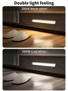 1 件 LED 运动传感器夜灯，白色/暖白色 5V USB 可充电 LED 橱柜灯，磁性橱柜下无线照明，适用于衣柜、橱柜、楼梯、餐具室