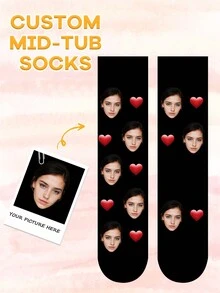 1 Đôi tất đen in hình mặt người theo yêu cầu, tất thoải mái cá nhân hóa, tất đặc biệt, tất in hình mặt người độc đáo, quà sinh nhật, quà tặng đặc biệt, tất in hình mặt tội phạm truy nã, quà tặng đặc biệt cho ngày lễ. - Màu xanh lam - Xem 4