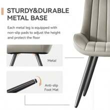 Nalupatio Dining Chairs Set Of 2, Modern Kitchen Chairs With Thick Cushions, Comfortable Upholstered Dining Chair With Metal Legs For Dining Room Or Kitchen Table - 淺灰色 - 查看 3