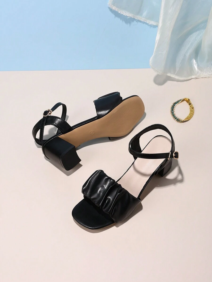 Teenage Prom High Heel Sandals, One-Piece Style, Campus Vibe - Black - View 1