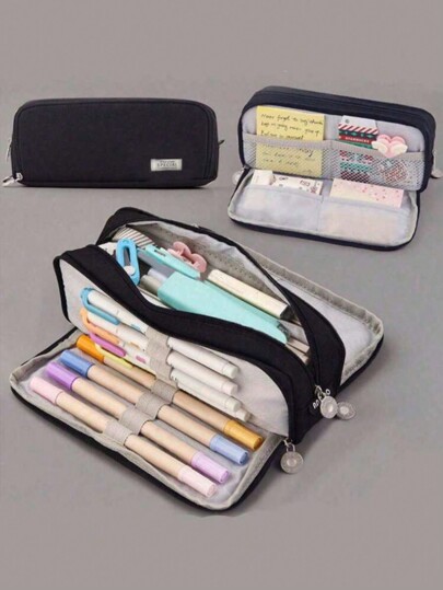 Estojo De Lápis De Tecido De Grande Capacidade Camada /Double Sided Pen Bag Pencil Case/Escolar