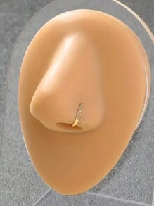 1pc Faux Nose Piercing Clip On Nose Ring With Micro Paved Zirconia Stone, Minimalist & Stylish For Women