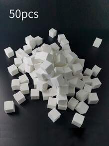 50 Mini Sponge Cubes With 1 Tweezer Gripper, Nail Coloring Sponge Gradient Blending Nail DIY With Claw Picking Tool - White - View 4