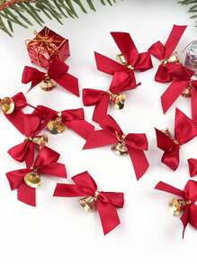 10 chiếc nơ chuông trang trí cây thông Noel màu đỏ, nơ nhỏ, Giáng sinh - Đỏ - Xem 5