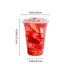 Paquete de 25/paquete de 50 vasos de plástico transparente de 16 oz con tapas, vasos desechables para bebidas frías, vasos transparentes grandes de 16 oz con tapas planas con orificios para batidos, malteadas, té de burbujas y parfait - Paquete de 16 oz-50 - Ver 4