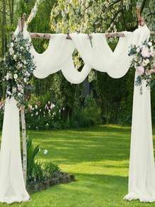 1 pieza Tela de fondo de unicolor, decoración moderna de organza para silla de fiesta al aire libre, banner nupcial para boda, fiesta de cumpleaños - lechoso - Ver 3