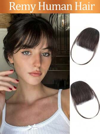 Straight Remy Human Hair Bangs Wispy Air Bangs For Women Natural Black Colors Human Hair Bangs Clip In Air Bangs Pieces For Women Hair Extension