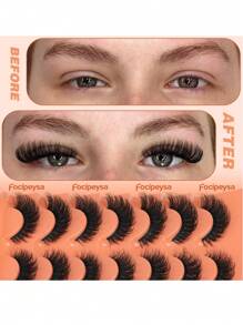 7 Pairs Fluffy Soft Faux Mink Eyelashes, 18mm, Dense Natural Cat Eye Makeup Effect, Multi-Pack, Strip Eyelashes - Criss Cross lashes - View 3